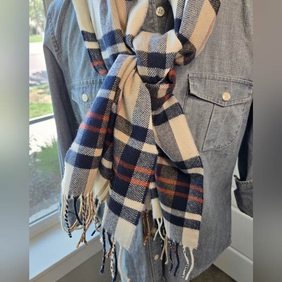 100% CASHMERE SCARF LOT OF 3 LONG MADE IN GERMANY TEAL NAVY BLUE PLAID WOMEN - Picture 12 of 14